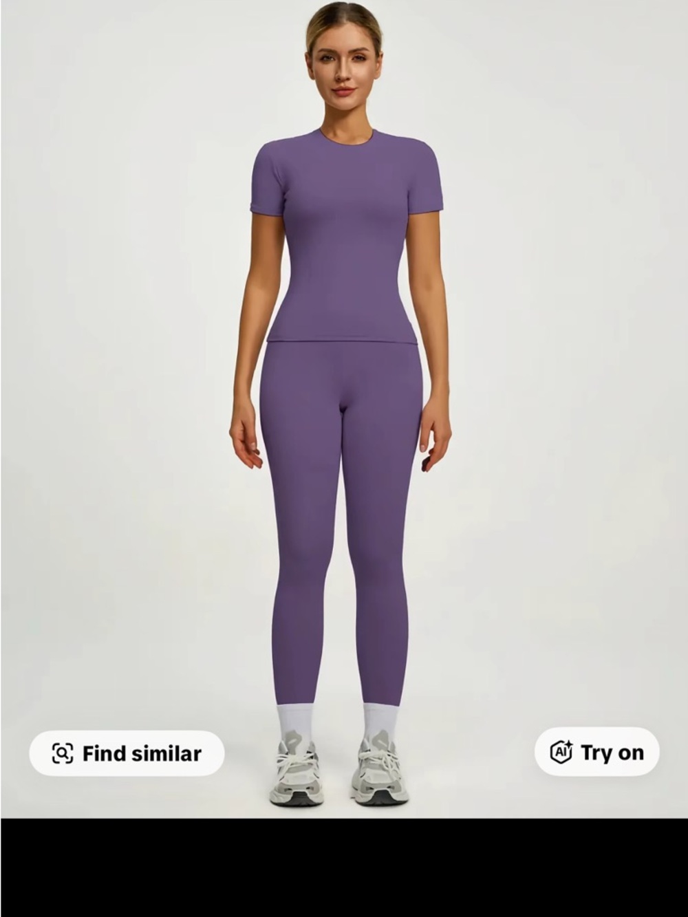Dark Violet Active Set - Short Sleeve Top & Leggings
